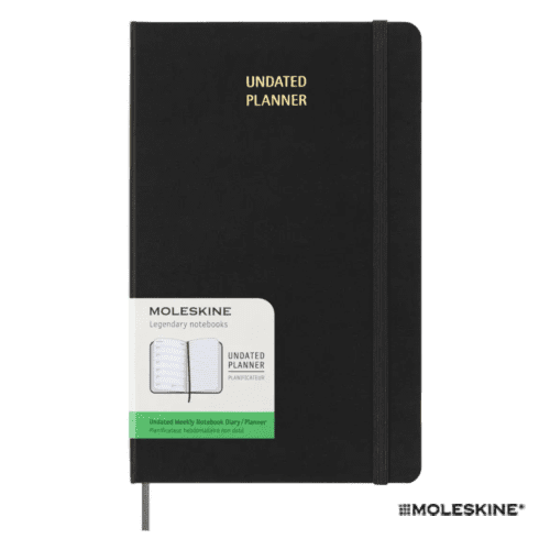 Branded Moleskine Large Hard Cover Undated Weekly Planner in Black from Total Merchandise