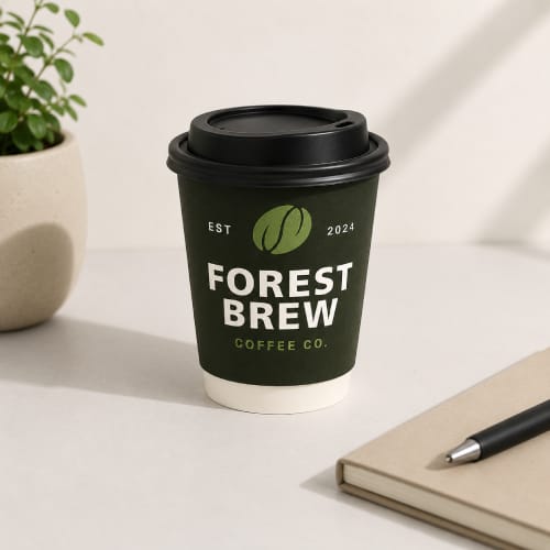 Lifestyle image of the 8oz Double Walled Paper Cups with Sip Lids by Total Merchandise