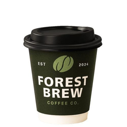 8oz Double Walled Paper Cups with Sip Lids in Black/White