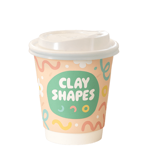 8oz Double Walled Paper Cups with Sip Lids in White/White