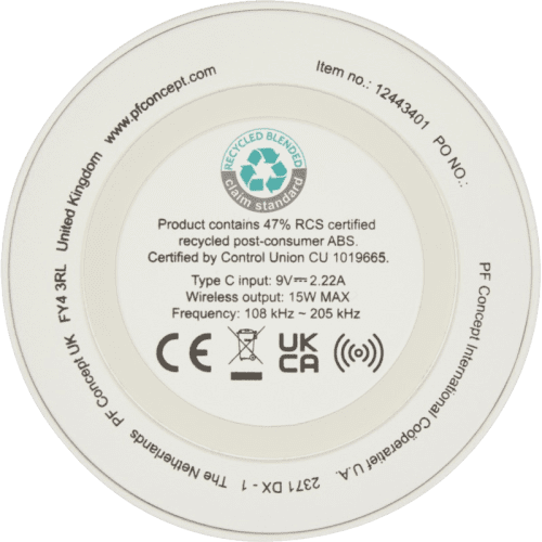 15W Recycled Plastic Wireless Charging Pad