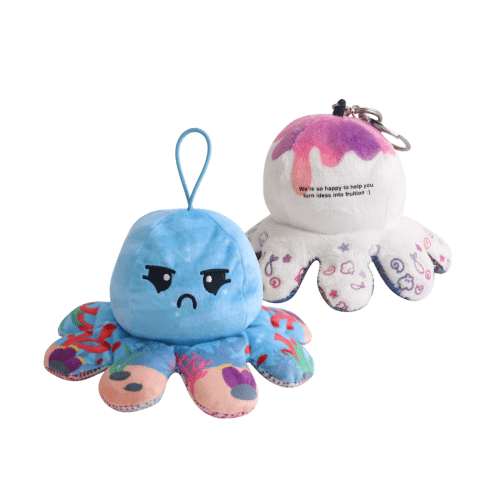 Promotional Small Reversible Octopus Plush Toy Keyring branded with your logo from Total Merchandise
