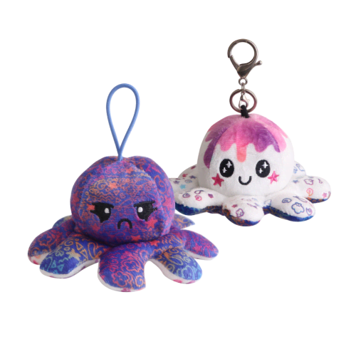 Customised Small Reversible Octopus Plush Toy Keyring branded with your logo from Total Merchandise