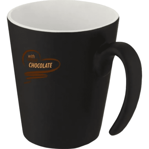 Customisable Two Tone 360ml Ceramic Mug in Black/White from Total Merchandise