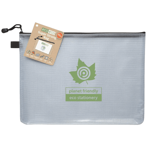 Logo branded Eco Recycled Strong A4 Zip Bags in Clear with a design from Total Merchandise