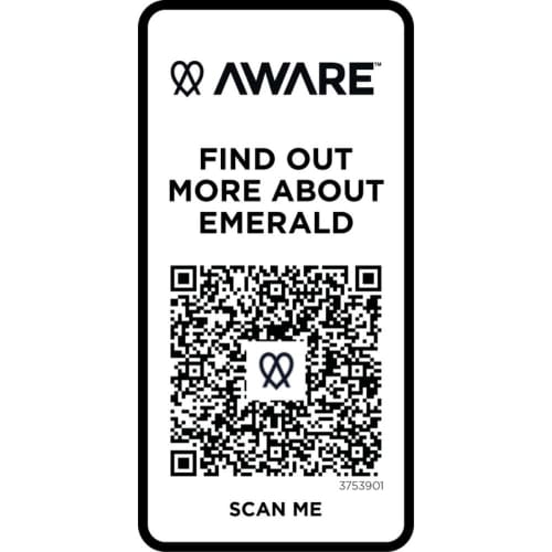 The Aware™ tracer that comes with the Emerald Short Sleeve Unisex Aware™ Recycled Polo Shirt