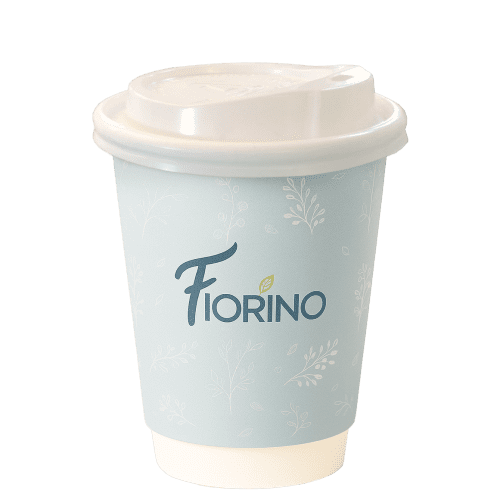 12oz Double Walled Paper Cups with Sip Lids in White/White