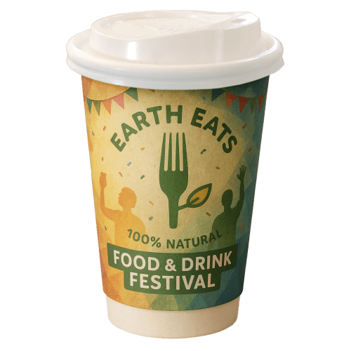 16oz Double Walled Paper Cups with Sip Lids in White/White