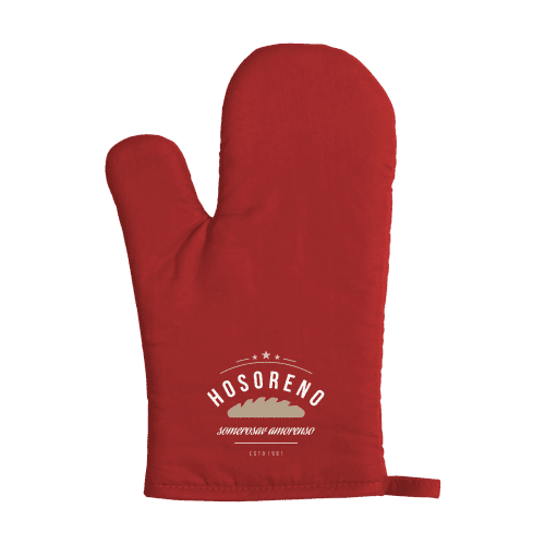 Branded Cotton Kitchen Oven Glove in Red with a design from Total Merchandise