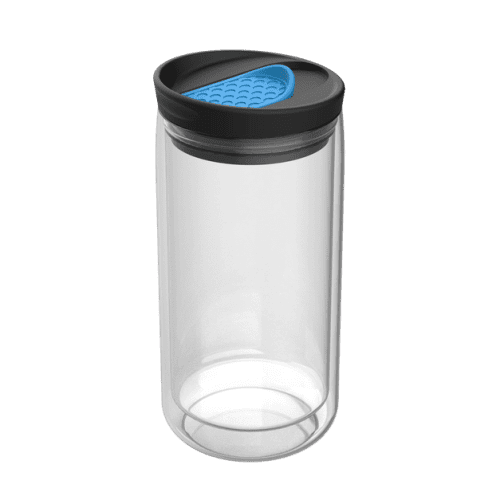 Custom Branded 300ml Glass Nizza Thermo Mug Clear/Cyan engraved with your company logo