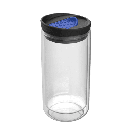 Logo Branded 300ml Glass Nizza Thermo Mug Clear/Blue engraved with your company logo