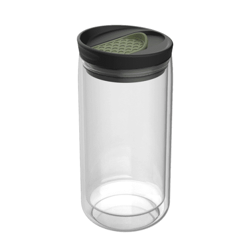 Personalised 300ml Glass Nizza Thermo Mug Clear/Olive engraved with your company logo