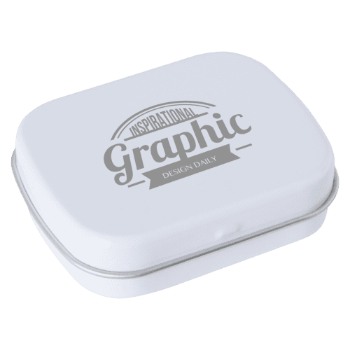 Promotional Flat Hinged Tin with Jelly Beans in White from Total Merchandise