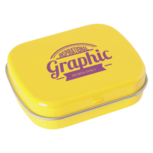 Printed Flat Hinged Tin with Jelly Beans in Yellow with a design from Total Merchandise