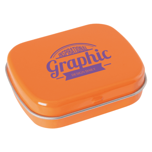 Branded Flat Hinged Tin with Jelly Beans in Orange with a design from Total Merchandise