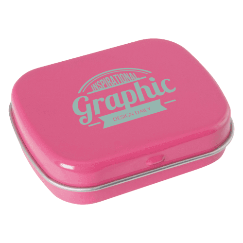 Logo printed Flat Hinged Tin with Jelly Beans in Pink with a design from Total Merchandise