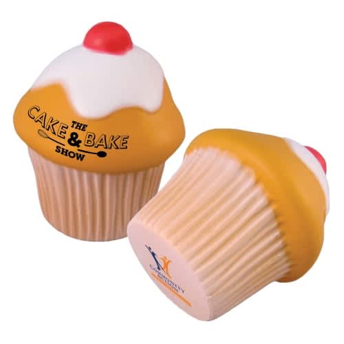 Custom Printed Stress Cupcake in Brown branded with your company logo from Total Merchandise