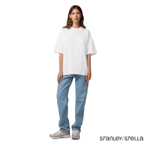 Branded White Stanley Stella Blaster Oversized T-Shirts with a design from Total Merchandise