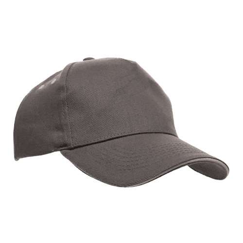 Customised Ultimate Sandwich Peak 5 Panel Cap in Grey branded with your logo from Total Merchandise