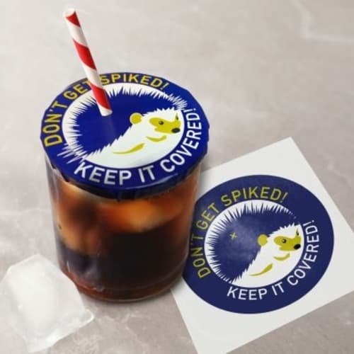 Logo Branded Drink Safety stickers with a full colour design from Total Merchandise