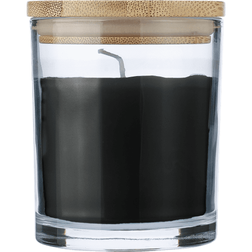 Personalisable Glass Candle in Black branded with your logo from Total Merchandise