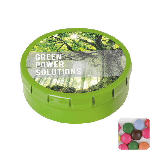 Round Click Tin Filled with Chocolate Beans