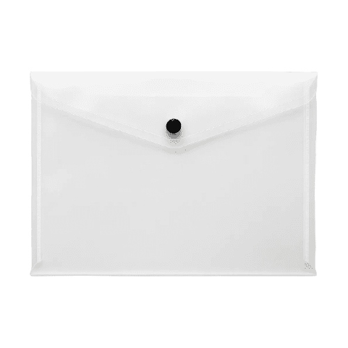 Promotional printed A5 Clear Gloss Popper Wallet in Clear with a design from Total Merchandise