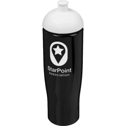 Personalised 700ml Tempo Sports Bottles with Dome Lid in Black/ White from Total Merchandise