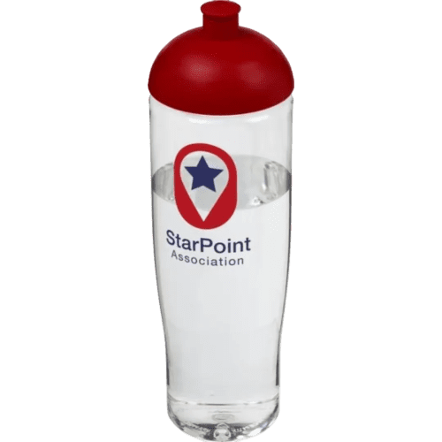 Custom 700ml Tempo Sports Bottles with Dome Lid in Transparent/Red from Total Merchandise