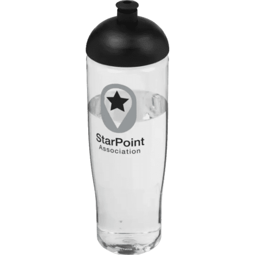 Branded 700ml Tempo Sports Bottles with Dome Lid in Transparent/Black from Total Merchandise
