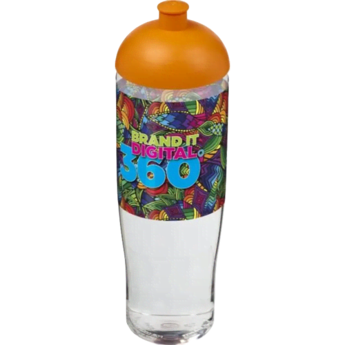 Custom 700ml Tempo Sports Bottles with Dome Lid in Transparent/Orange from Total Merchandise