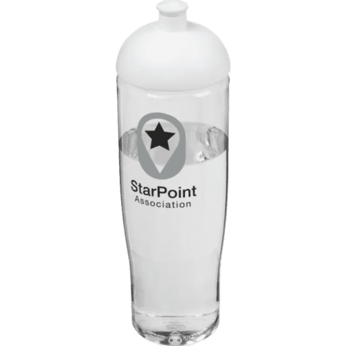 Promotional 700ml Tempo Sports Bottles with Dome Lid in Transparent/White from Total Merchandise