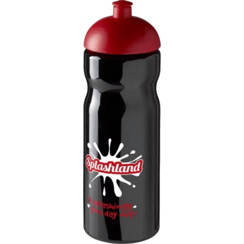 Custom 650ml Base Sports Bottles with Dome in black/Red from Total Merchandise