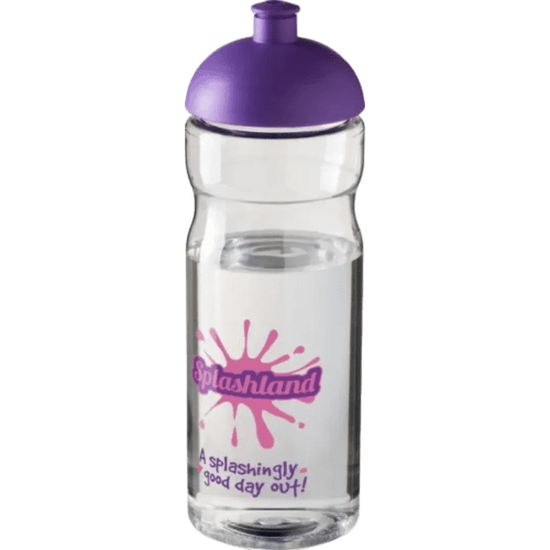 Logo branded 650ml Base Sports Bottles with Dome Lid in Transparent/Purple from Total Merchandise
