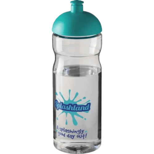 Promotional 650ml Base Sports Bottles with Dome Lid in Transparent/Aqua from total Merchandise