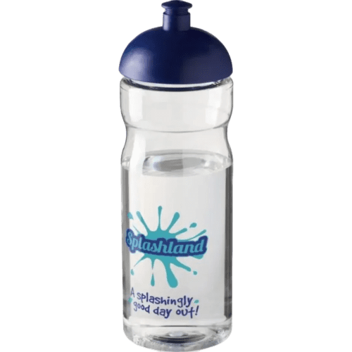Branded 650ml Base Sports bottles with Dome Lid in Transparent/Blue from Total Merchandise