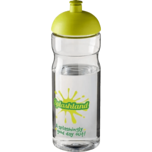 Customised 650ml Base Sports Bottles with Dome Lid in Transparent/Lime from Total Merchandise
