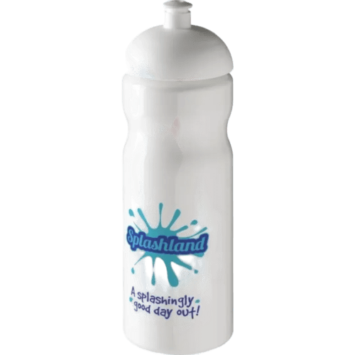 Promotional 650ml Base Sports Bottles with Dome Lid in White with a design from Total Merchandise