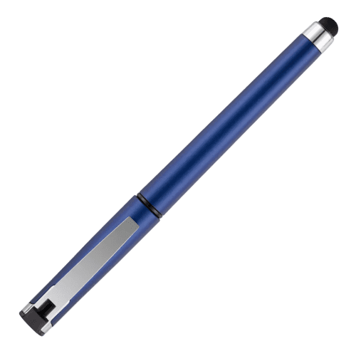 Logo Branded Gel Roller Pen with Stylus in Blue printed with your logo from Total Merchandise