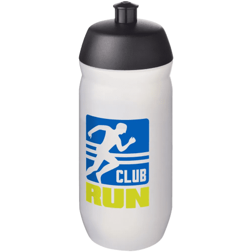 UK Printed Squeeze Water Bottles in Clear/Black from Total Merchandise