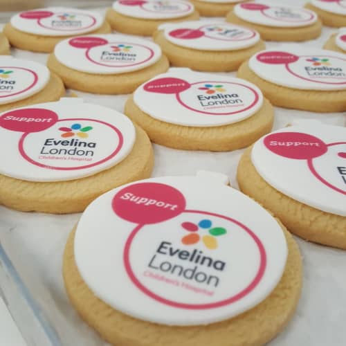 Personalisable Christmas Bauble Shortbread Biscuit branded with your logo onto the white icing