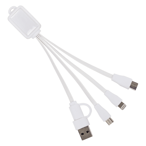 Promotional 5 in 1 Charging Cables in White with a design from Total Merchandise
