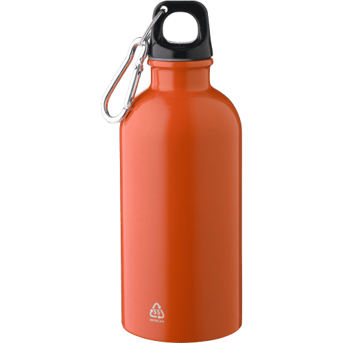 Custom Printed 400ml Recycled Stainless Steel Single Walled Bottle in Orange from Total Merchandise