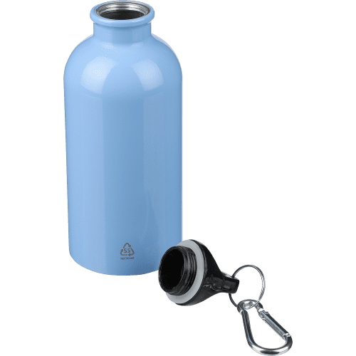 Branded 400ml Recycled Stainless Steel Single Walled Bottle in Light Blue from Total Merchandise