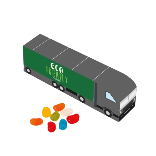 Personalisable Jolly Beans Eco Truck Box in White branded with your logo from Total Merchandise