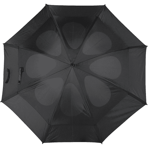 Custom Branded Storm Proof Vented Umbrella in Black branded with your logo from Total Merchandise