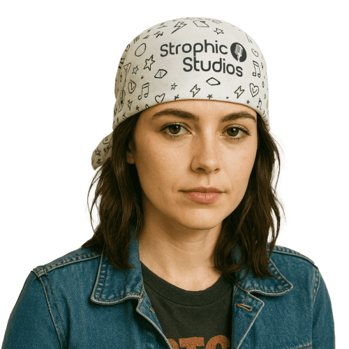 Personalisable White Tie Up Bandana in White printed with your company logo from Total Merchandise