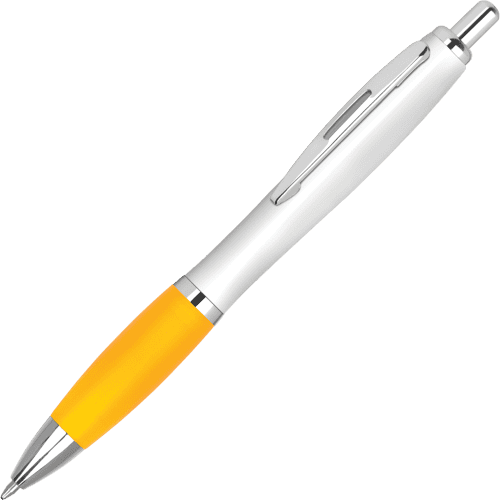 Promotional Contour Extra Ballpens in white/yellow for Total Merchandise