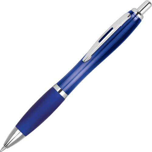 Custom Printed Contour Ballpens in Translucent Blue from Total Merchandise