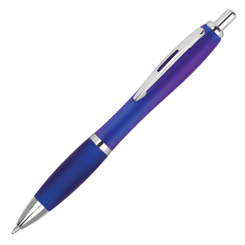Promotional Contour Frost Ballpens in Frosted Dark Blue from Total Merchandise